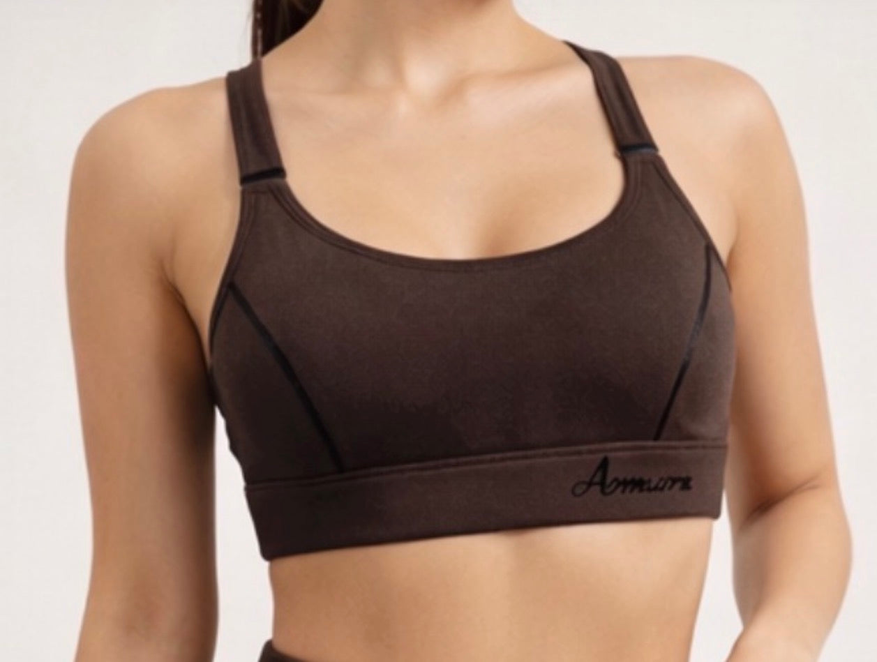 Amoura Motion Bra Top – Brown & Black